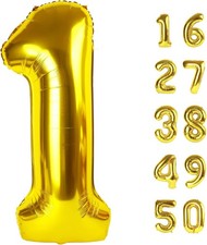 40 Inch Gold Number 1 Balloons Foil Digital Helium Number Balloons