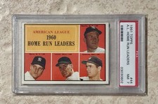Mickey Mantle & Roger Maris (PSA) 7 MINT Baseball Card  / HR Leaders 1961 Topps