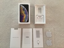 2018 APPLE IPHONE XS SILVER 256GB - EMPTY BOX, W/EARBUDS, PAPERS, STICKER ONLY