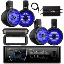 Pyle Bluetooth Radio, Amplifier, 4x 8" LED Tower Black Speakers, Cover, Antenna