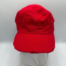 Adult Adjustable Cadet Army Cap Hat Red Distressed