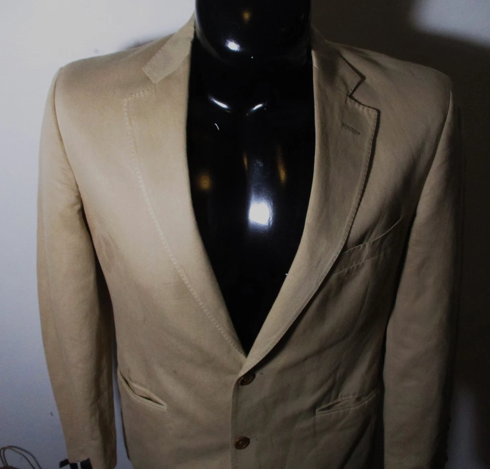 BROOKS BROTHERS Khaki Tan "Regent Fit" Linen Blazer Suit Jacket Men's Size 40R - Image 2 of 4