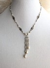 Antique VictorianFiligree Necklace Lariat Pendant Champagne Pearls Art Deco