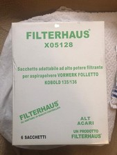 Kit 6 Pezzi Sacchetti Aspirapolvere PER  VORWERK  Folletto KOBOLD  VK135 VK136