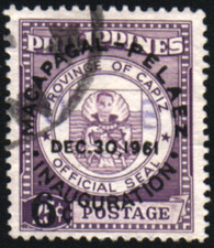 34841 Timbre Philippine Scott #848 Province de Cadix Sceau Surimpression Occasion
