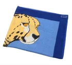 Hermes Beach Towel Cheetah Print Cotton 100% Cotton Blue x Yellow Women's Unisex