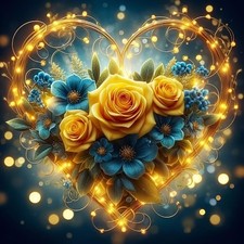 Flowers Diamond Painting Kits for Adults, 5D Rose Heart Love Diamond Art Kits fo