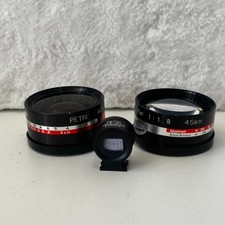 Vintage Petri Aux Lens Set Telephoto Wide Angle with Finder Case Made Japan B1