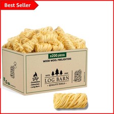 Log Barn 200 Natural Firelighters - Eco-Friendly Wood Wool Fire Starters 0.09 per lighter