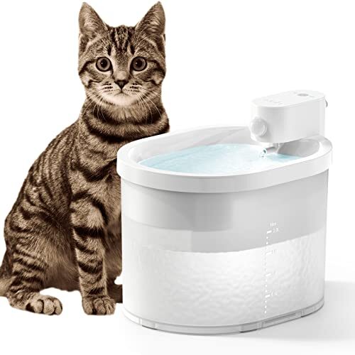 Uahpet Wireless & Battery Operated Cat Water Fountain, Automatic Pet Water