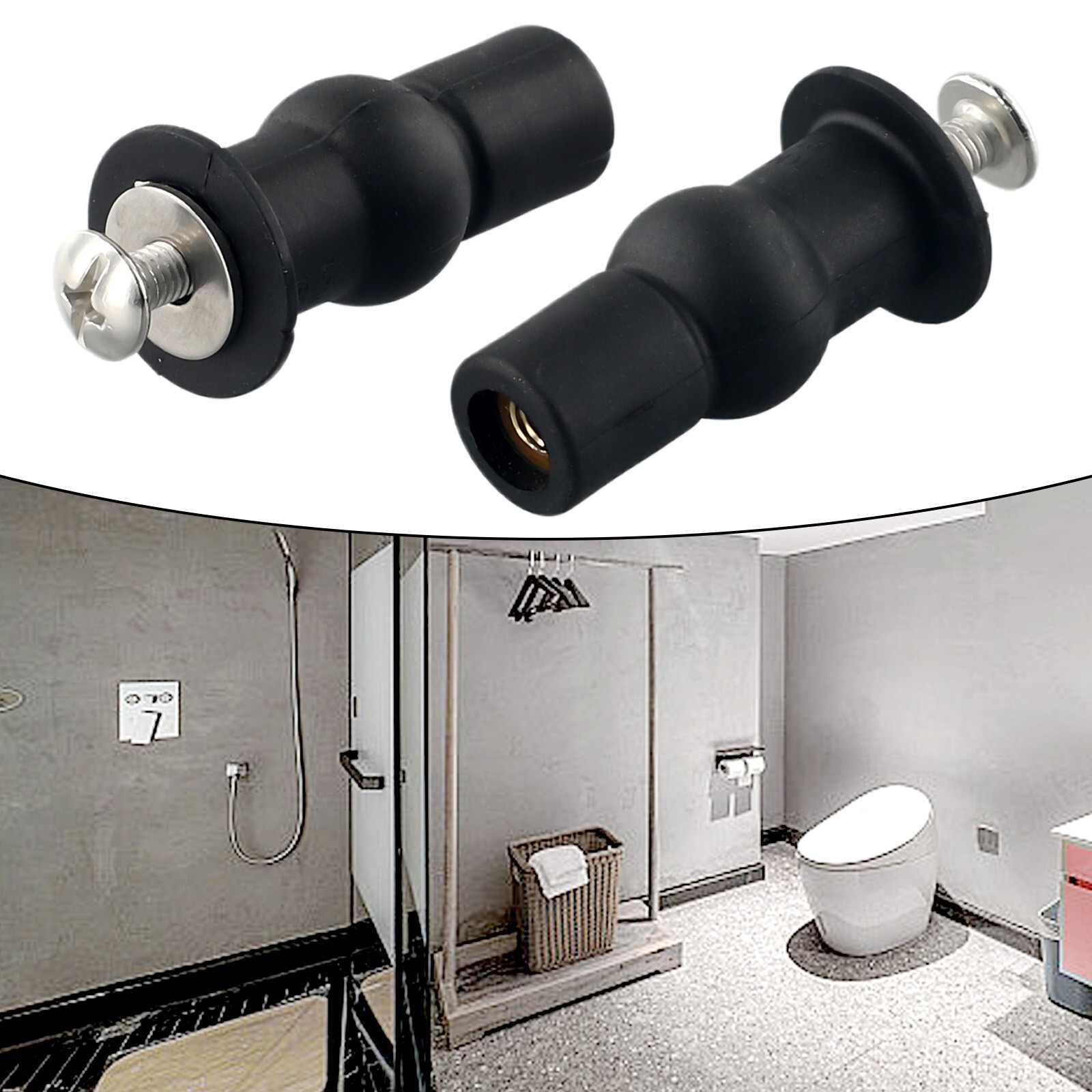 2 Pack of Strong Metal Toilet Seat Fixings Rubber Bungs Non Rust Washer