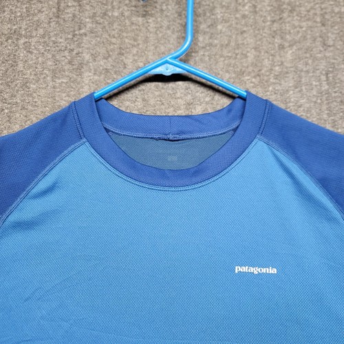 Patagonia T-Shirt Mens Large Performance Lanshade Athletic Blue 24357 Damage - Picture 3 of 11