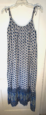 Emerson Fry India Collection Sundress Maxi Boho Heritage Blue Size M/L. e04