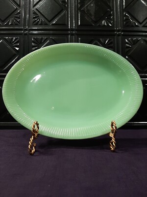 Vintage Fire King Jadeite Glass Platter / Serving Plate, Jane Ray