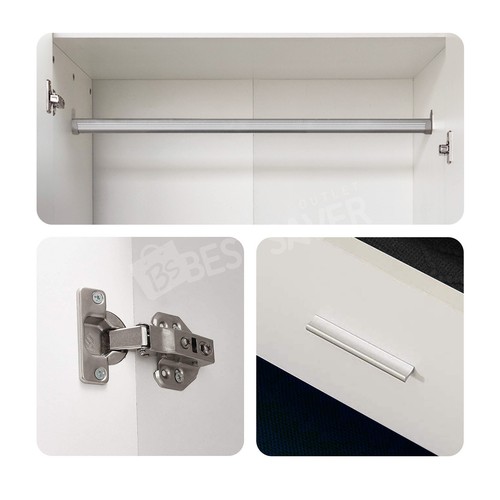 Wardrobe Cabinet 3 Doors 3 Drawers Clothes Storage Organiser Bedroom Cupboard - Picture 3 of 9