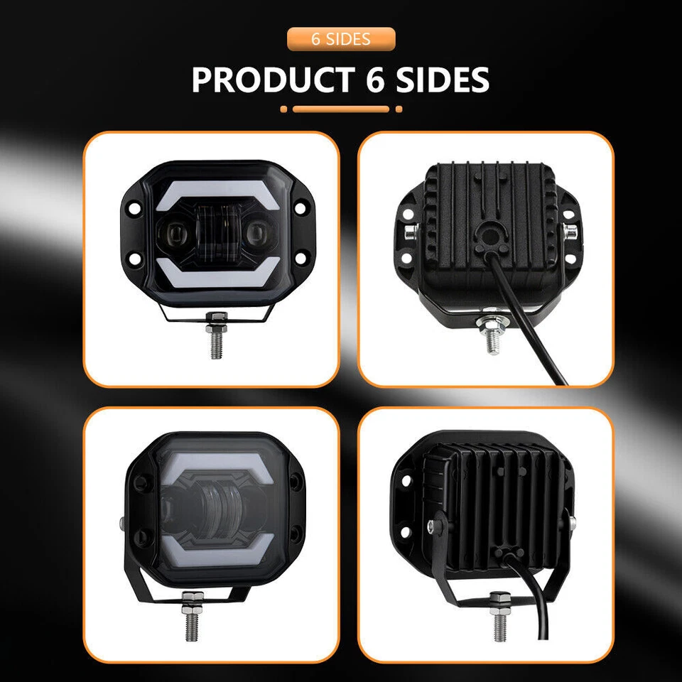 2 PIEZAS Foco de 5 pulgadas Montaje empotrado LED Barra de luz de trabajo Hi/Lo para 4X4 ATV Niva Lada Foto 4 de 4