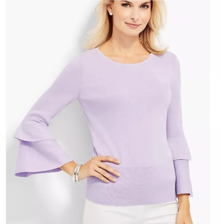 Flounce sleeve sweater top
