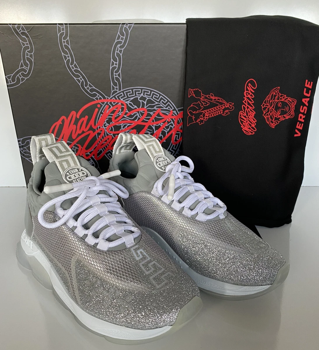 Silver versace hotsell shoes