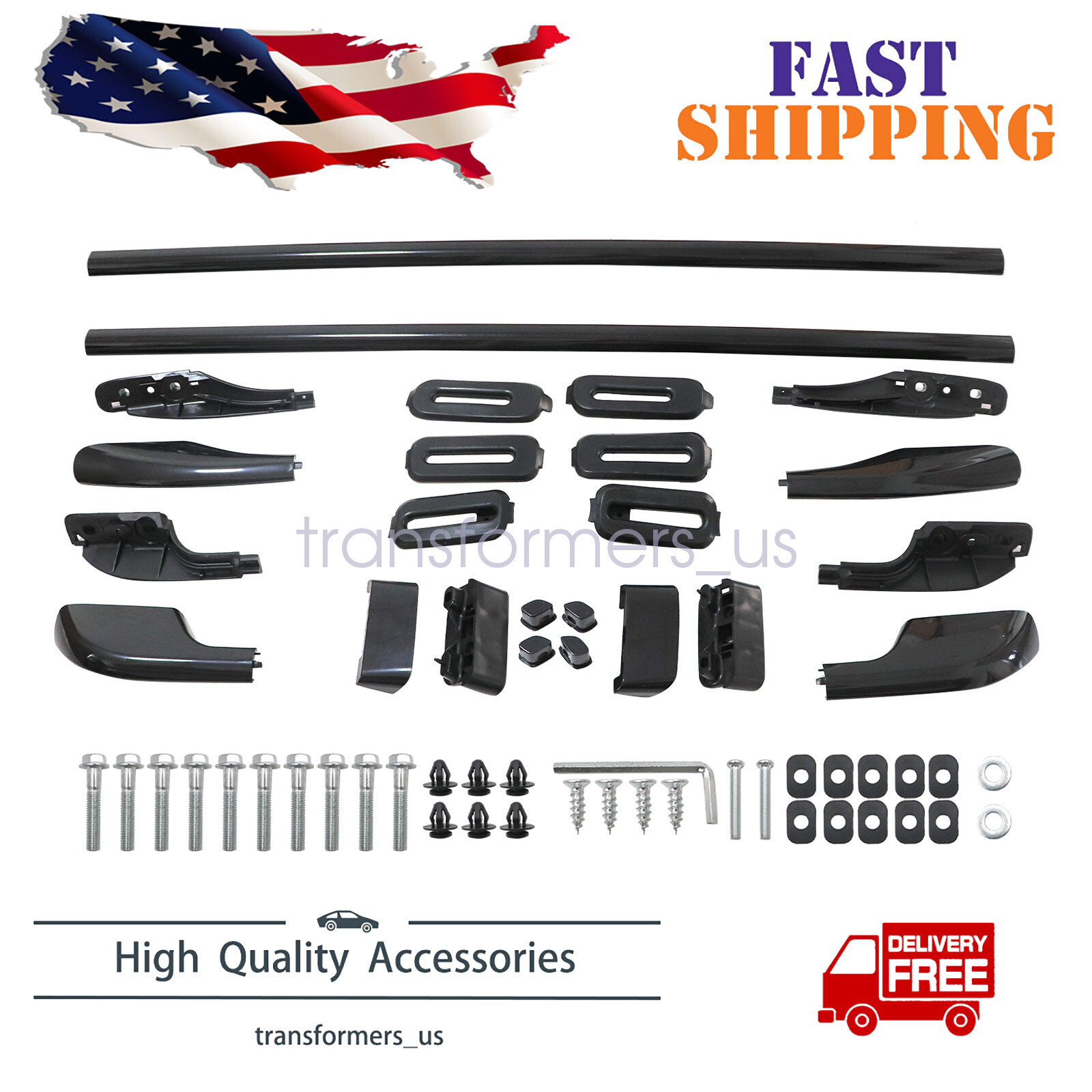 Black Roof Rack Roof Rail For 1998-2006 Land Cruiser LC100 Rail Rack Aluminum US