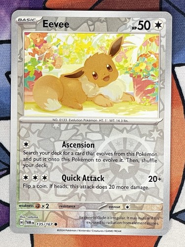 Eevee Reverse Holo - 135/167 - Twilight Masquerade Pokemon 2024 NM