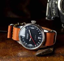 Raketa 24 Hours, Vintage men's watch ROCKET mechanical Soviet black watch