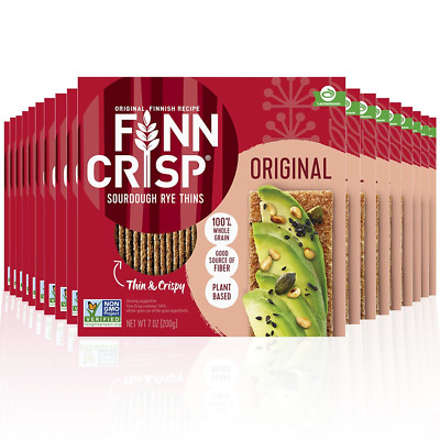 Finn Crisps Original Rye Crispbread 7oz, 18 Pack Bulk Order | Thin, Crispy Rye |