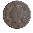 1887 FULL DATE Indian Head Cent Penny KEY DATE  AVERAGE CIRCULATED