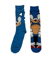 SONIC THE HEDGEHOG Sega BLUE Crew Socks w/ Quills 2 Pair