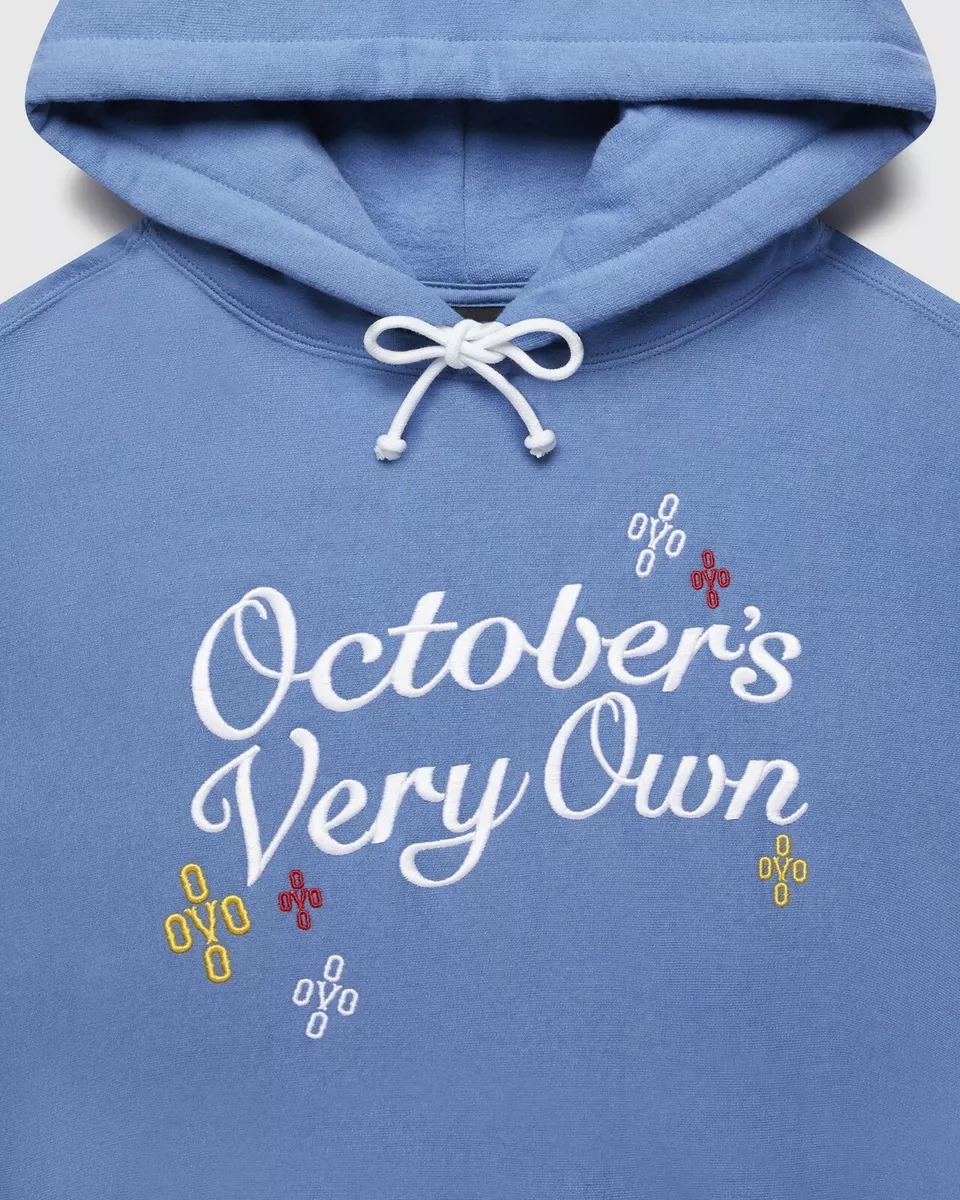 OVO October’s Very Own Drake Pompom Script Hoodie Steel Blue Size 2XL