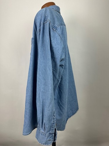 Camisa Denim Vintage Y2K Hombres 3XL Logo Bordado Manga Larga Algodón Pesado - Imagen 7 de 17