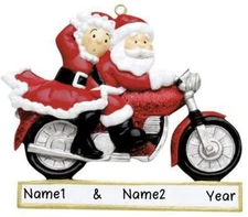Personalized " MOTORCYCLE COUPLE  " Christmas Hanging Tree Ornament HOLIDAY GIFT