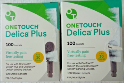 200 ONETOUCH DELICA PLUS 30 GAUGE LANCETS (2 Boxes of 100) Exp 2028 -2029