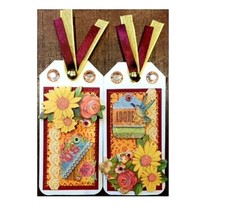 Sewn Premade Scrapbook Page/Sewn Tag Set: The Peaceful Garden