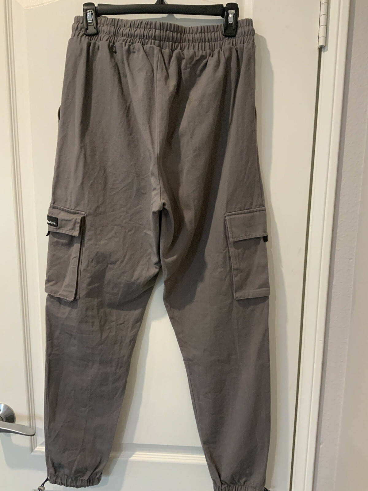 BOOHOO MAN COTTON DRAWSTRING WAIST GRAY CARGO PANTSMEN MEDIUM eBay