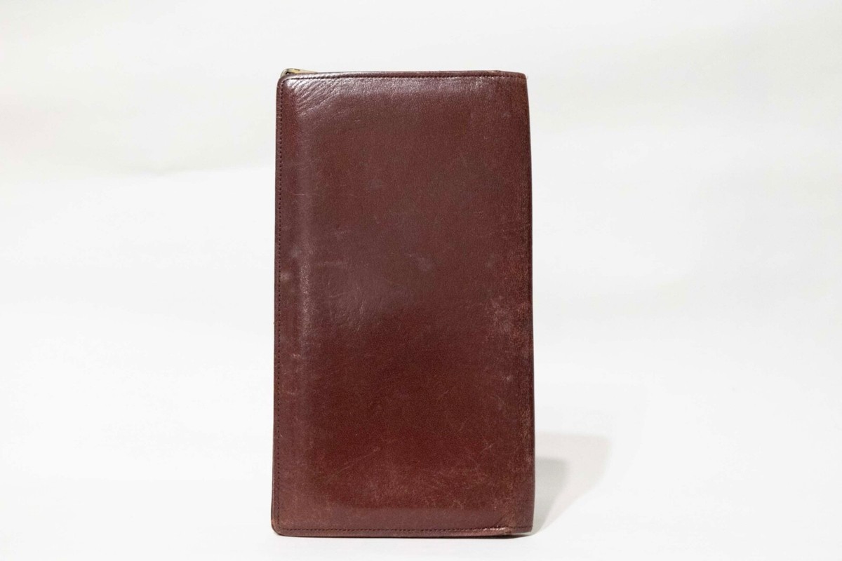 Cartier must line gold wallet leather bordeaux bi-fold card case