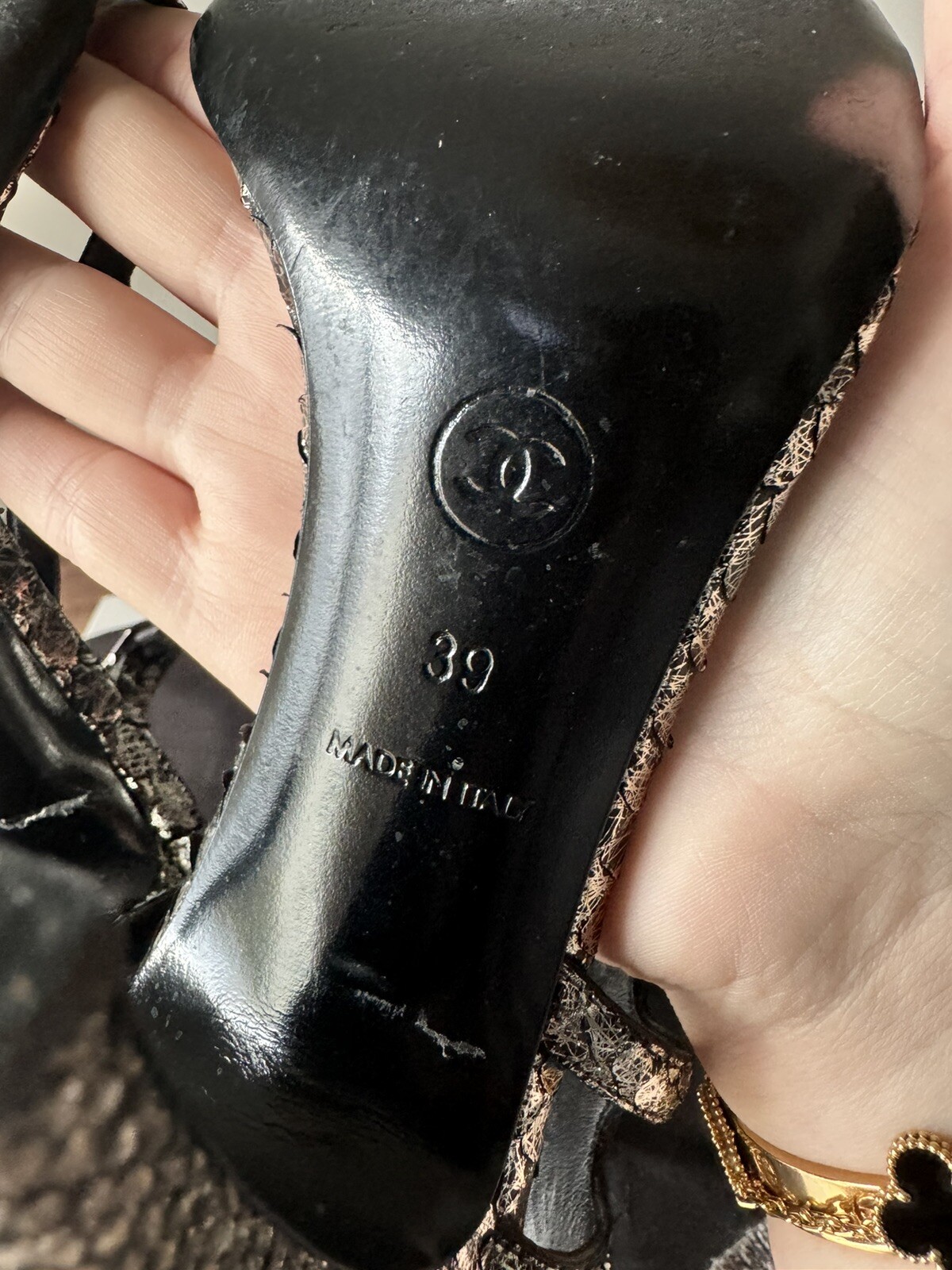 CHANEL - METALLIC PYTHON SANDALS, Size 39 - image 10