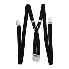 Men's Skinny Suspenders 1/2"inch (1.5CM) X-Back Solid Clip Adjustable Heavy Duty