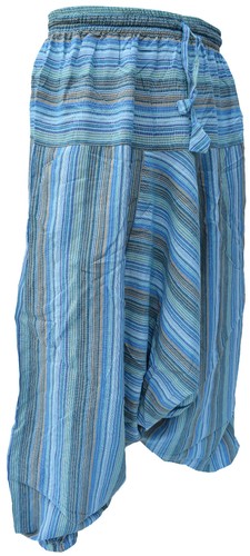Pantalone uomo casual cotone leggero multicolore a righe estivo Aladdin hippie harem - Foto 7 di 36