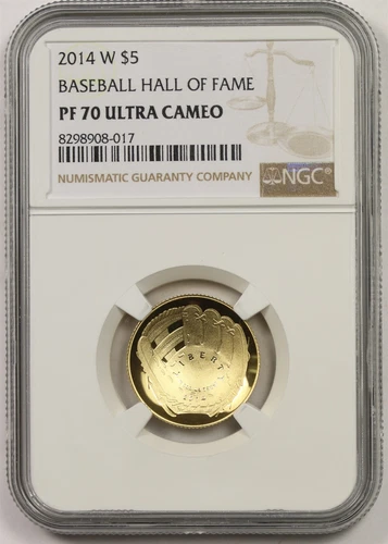 2014-W Baseball Hall of Fame $5 NGC PF 70 UCAM Gold Modern Commemorative