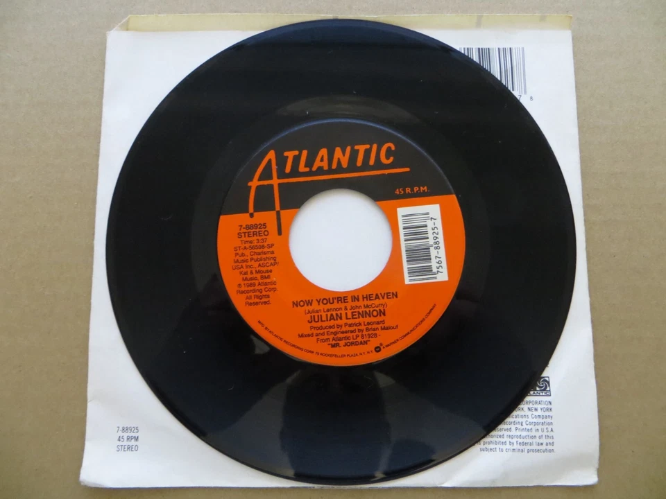 Julian Lennon – Now You're In Heaven - 1989 - Atlantic 7-88925 7" Single VG+/VG Foto 3 de 4
