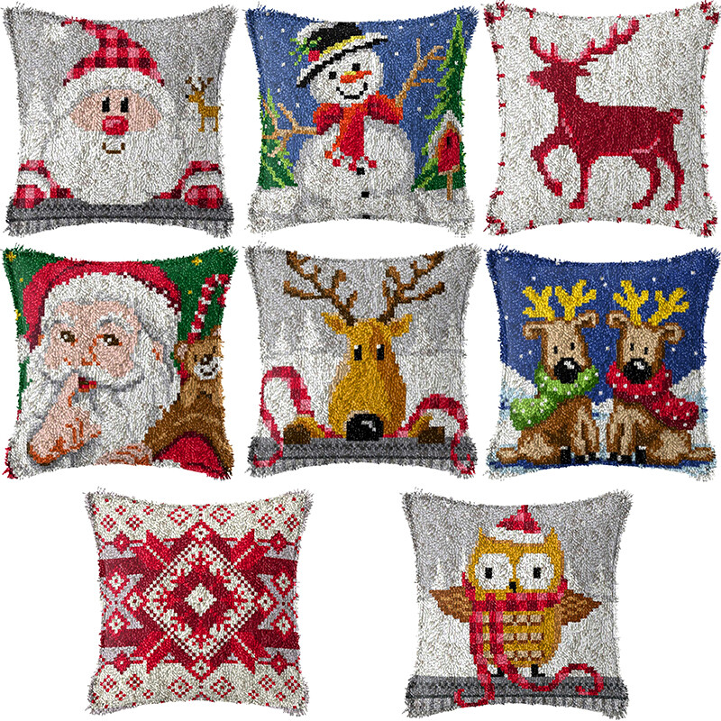 DIY Latch Hooking Rug Kit Christmas Embroidery Latch Hook Cushion Pillow Cover eBay