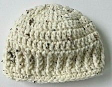 Beige Beanie Boho Crochet Hat Baby 0-6 months Warm Winter Handmade by Nicole