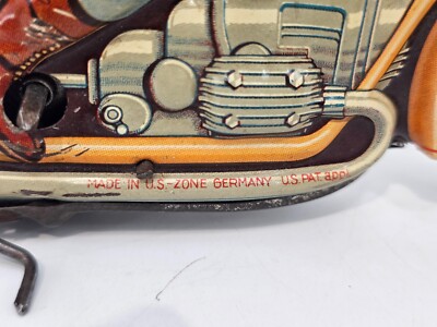 1960s Technofix G.E. 255 Motorcycle Tin Toy Metal Wind Up Toy no
