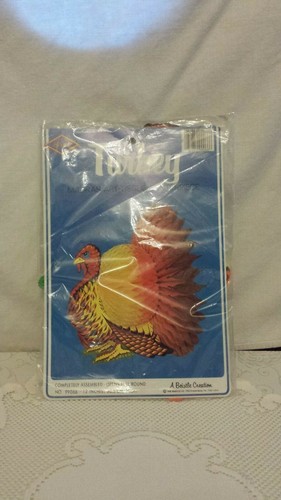 vtg 1983 beistle turkey Thanksgiving centerpiece honeycomb org pkg nice - Picture 6 of 6