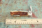 UNITED Italy Stainless Steel UC22 Stag Delrin 5 Blade Folding Hunter Camp Knife — photo 5