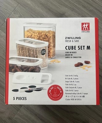 ZWILLING Fresh & Save CUBE Set M 5-Pc Airtight Dry Food Storage Containers New