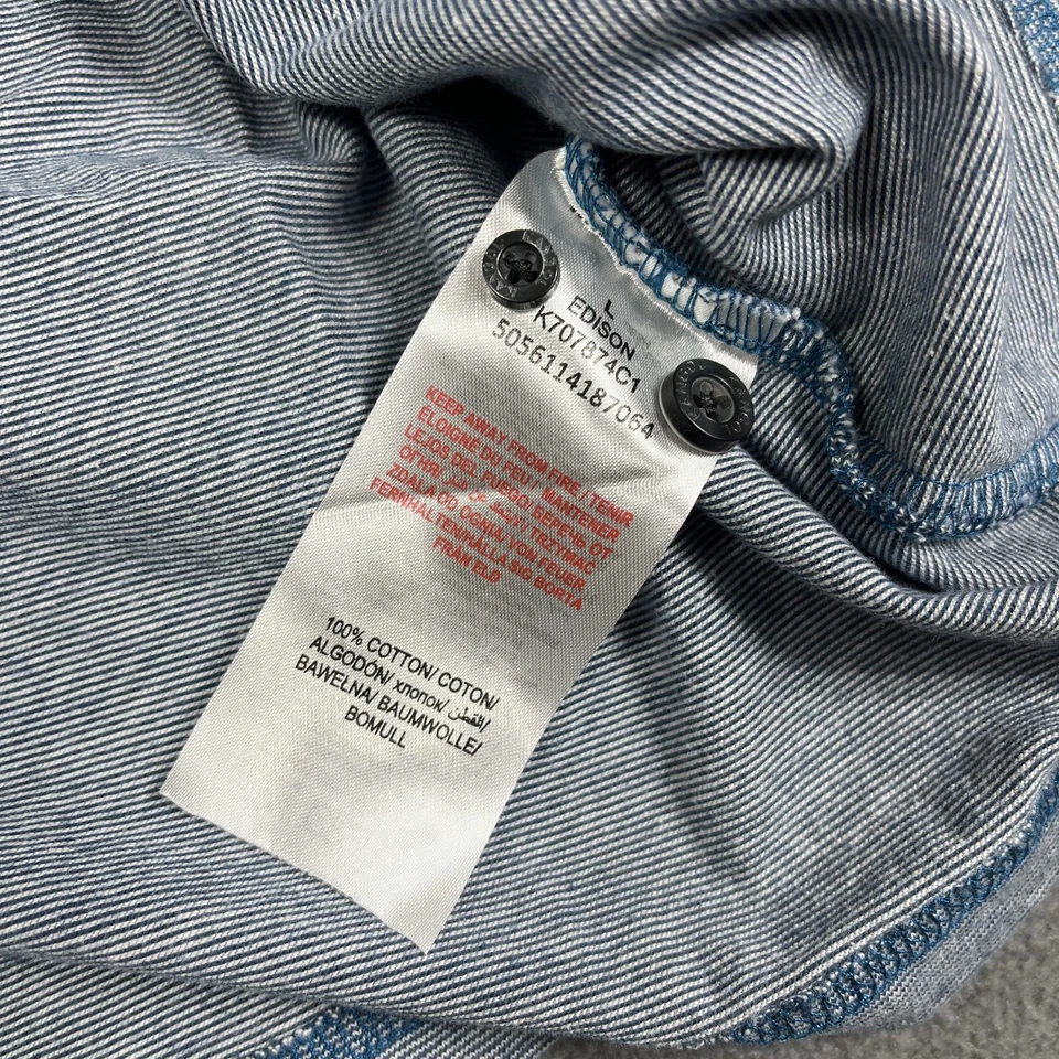 Camisa Polo Kangol Para Hombres Grande Azul Abotonada Informal Cuello en Contraste Bolsillo Algodón Foto 4 de 4