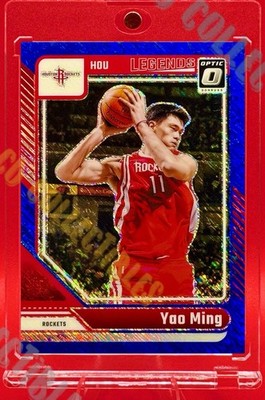 Yao Ming /75 BLUE SHIMMER REFRACTOR CARD PANINI OPTIC ROCKETS MINT HOF