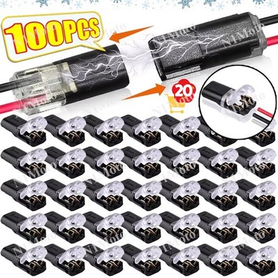 100Pcs Double-Wire Plug-in Connector, Cable Clamp with Locking Buckle, AWG 18-22