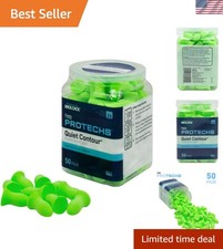 Green Contoured Foam Ear Plugs - 50 Pairs with Superior Noise Reduction NRR 33 